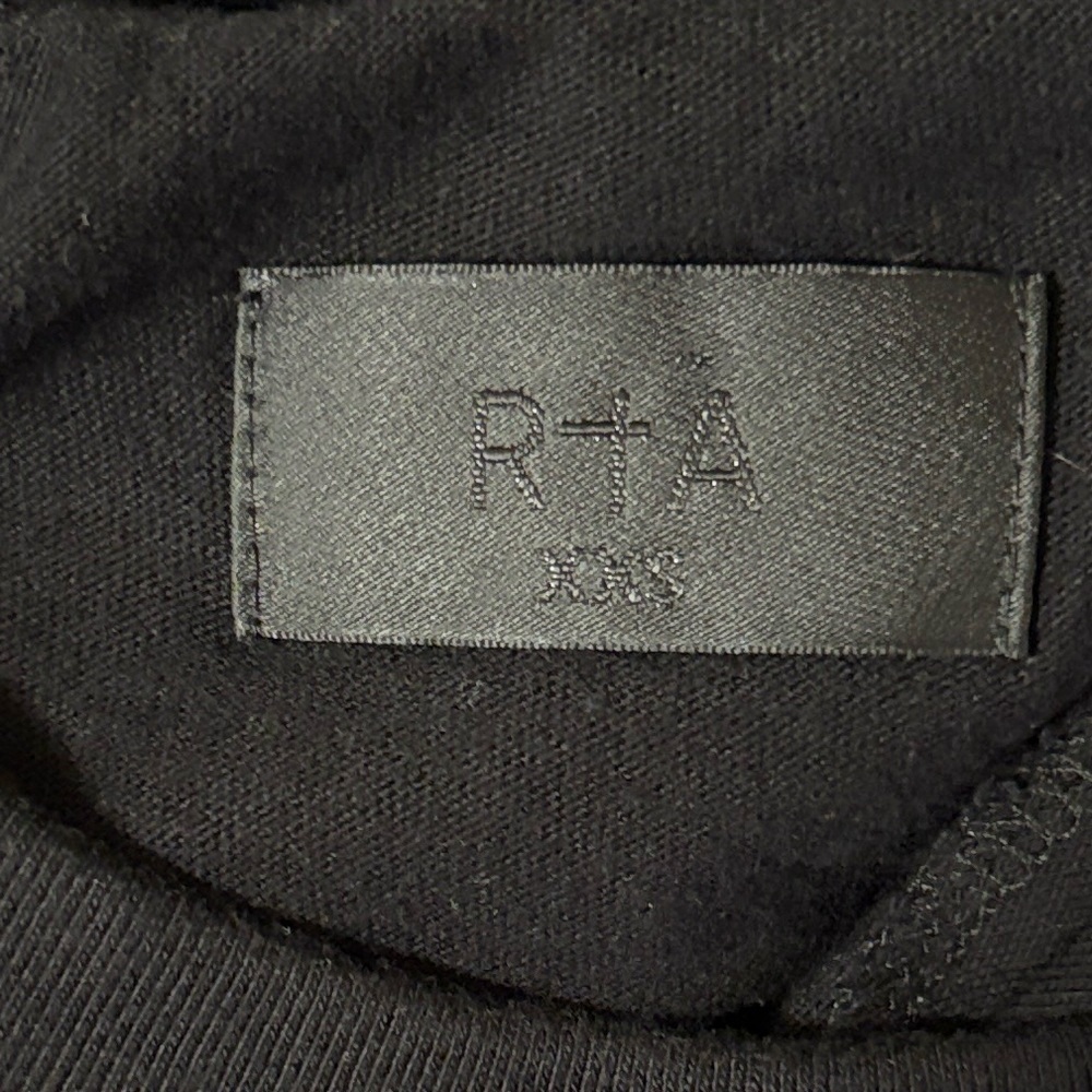 RtA Black Cotton Short Sleeve T-Shirt w Slash Cutout at the Chest Revolve FWRD - Picture 4 of 6